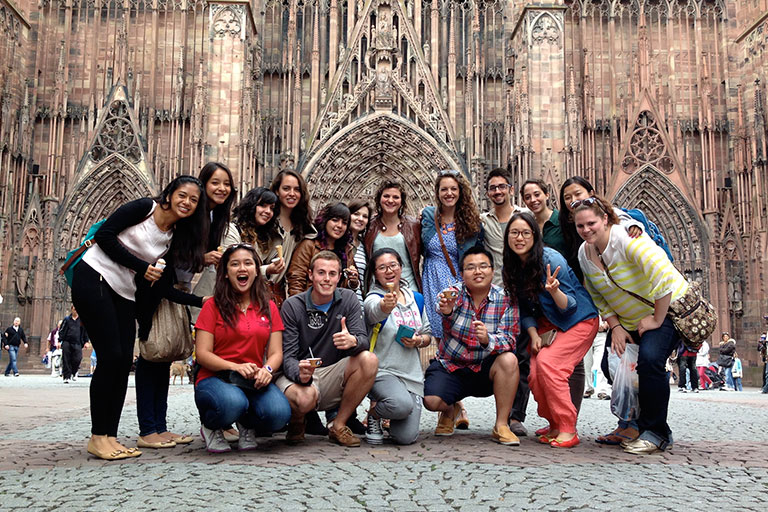 Group of IUPUI students in Spain